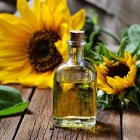Natural healthy sunflower oil and flower